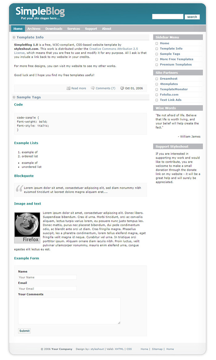 Free SimpleBlog 1.0 Website Template