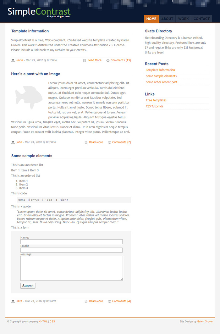 Free SimpleContrast Website Template
