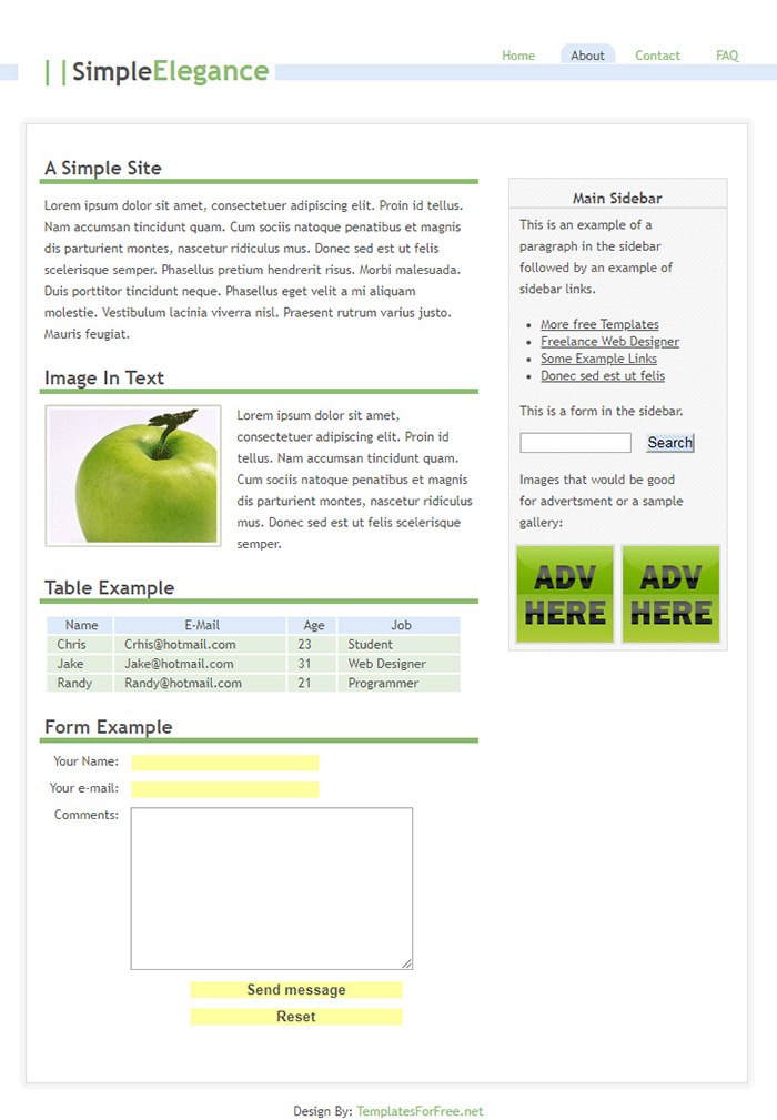 Free SimpleElegance Website Template