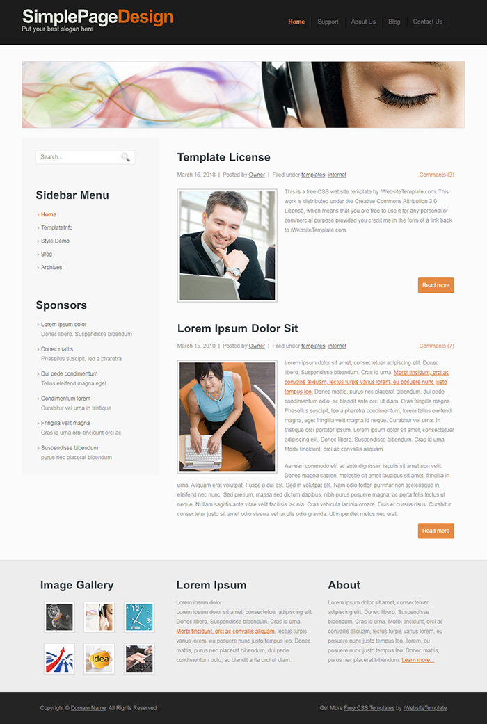 website page design template free