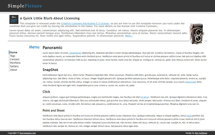 Free SimplePicture Website Template