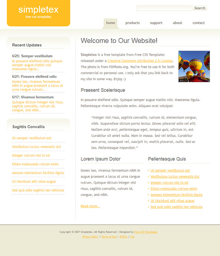 Free Simpletex Website Template