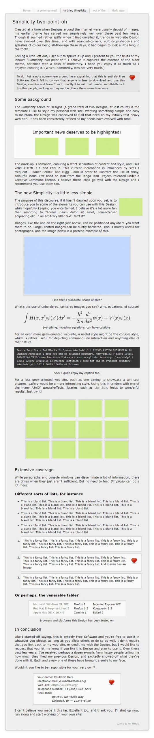 Free Simplicity two-point-oh! Website Template