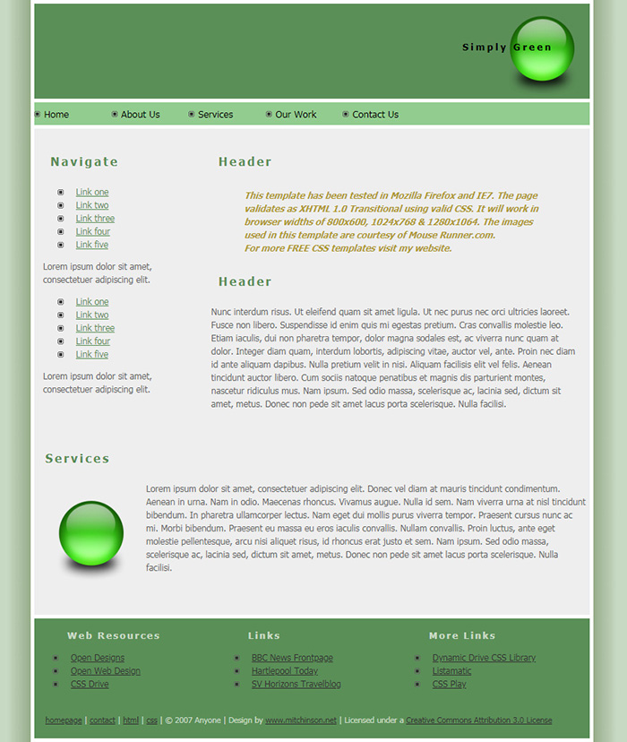 Free Simply Green Website Template