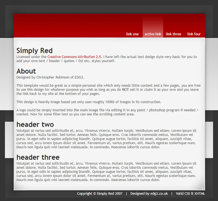 Free Simply Red Website Template