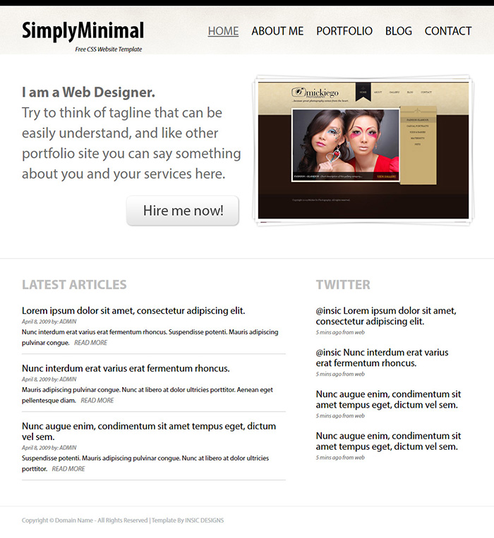 Free SimplyMinimal Website Template