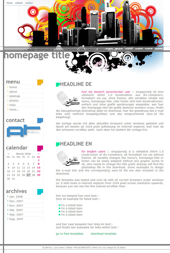 Free Singapore site Template Free site Templates, HTML5 & CSS