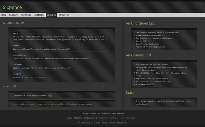 Free Sixpence Website Template