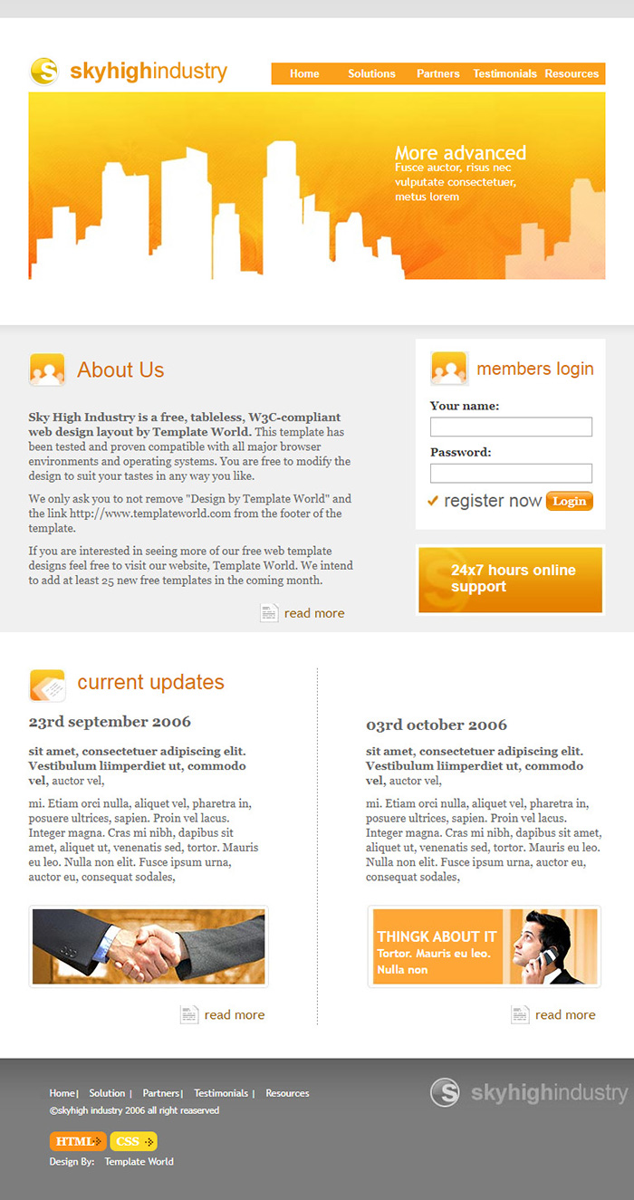 Free Sky High Industry Website Template