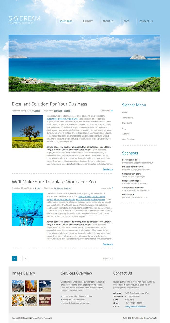 Free SkyDream Website Template