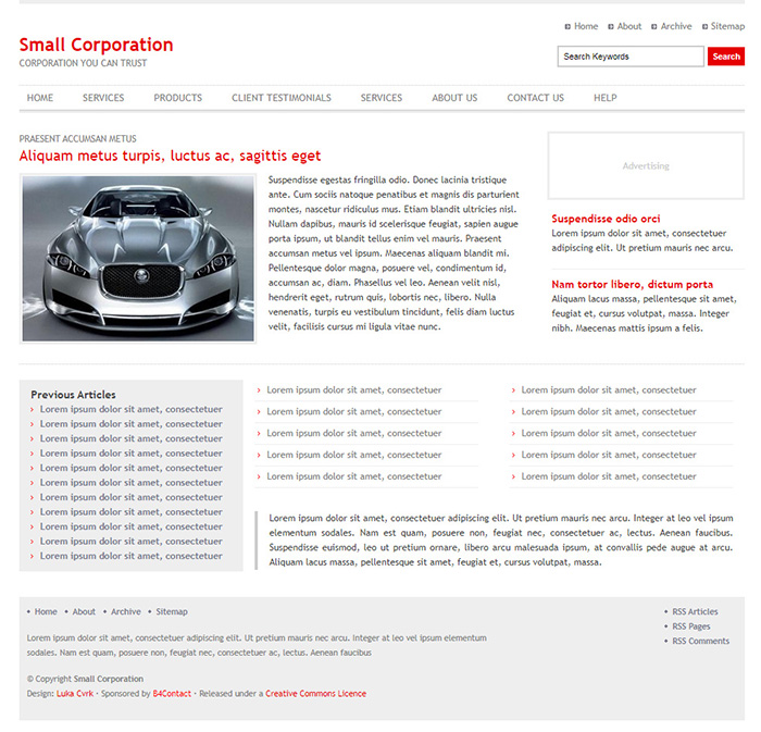 Free Small Corporation Website Template