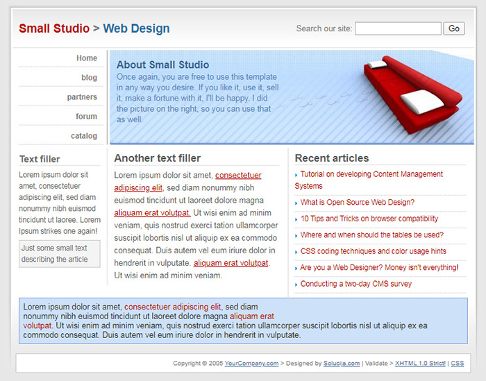 Free Small Studio Website Template