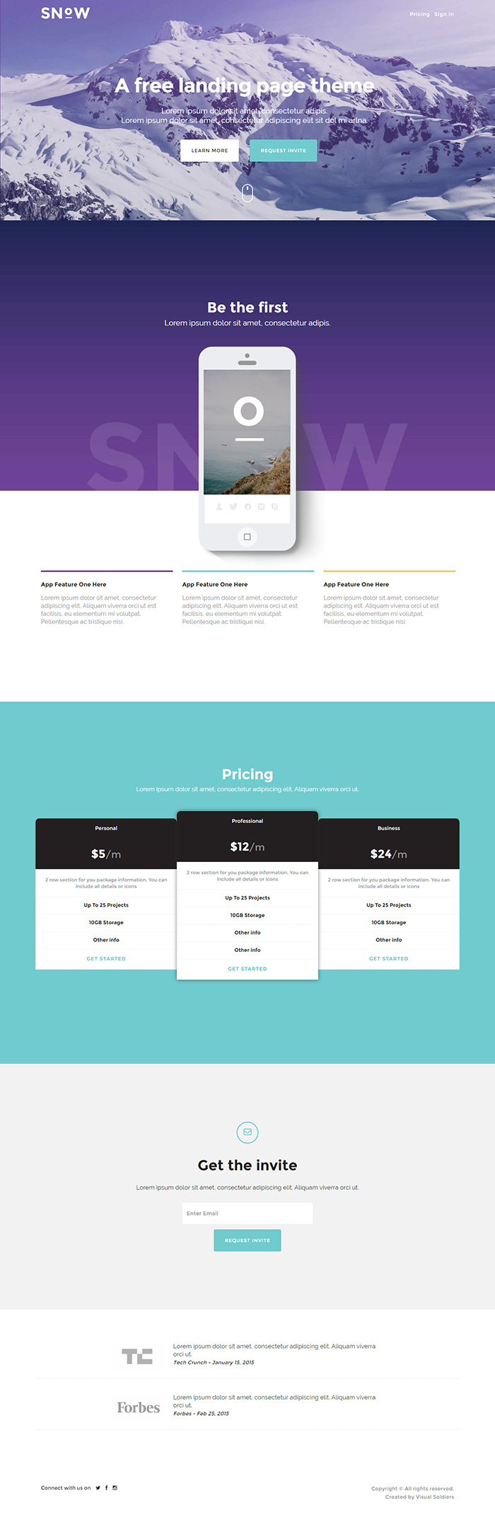 Free Snow Website Template