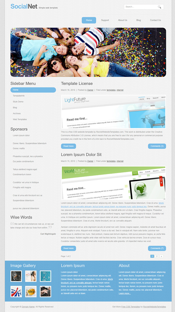 Free SocialNet Website Template