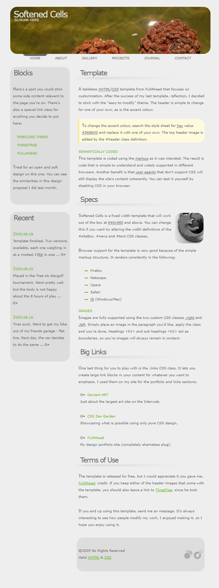 Free Softened Cells Website Template