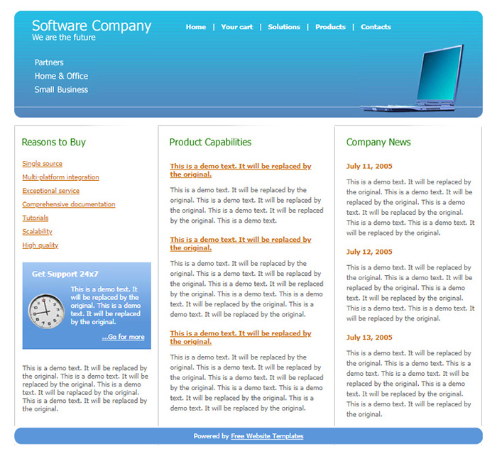 Free Software Company Website Template Free Website Templates HTML5 