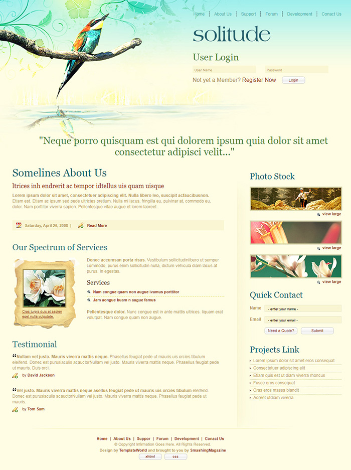 Free Solitude Website Template
