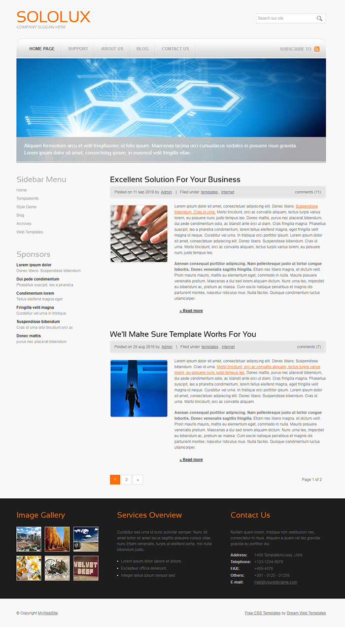 Free SoloLux Website Template