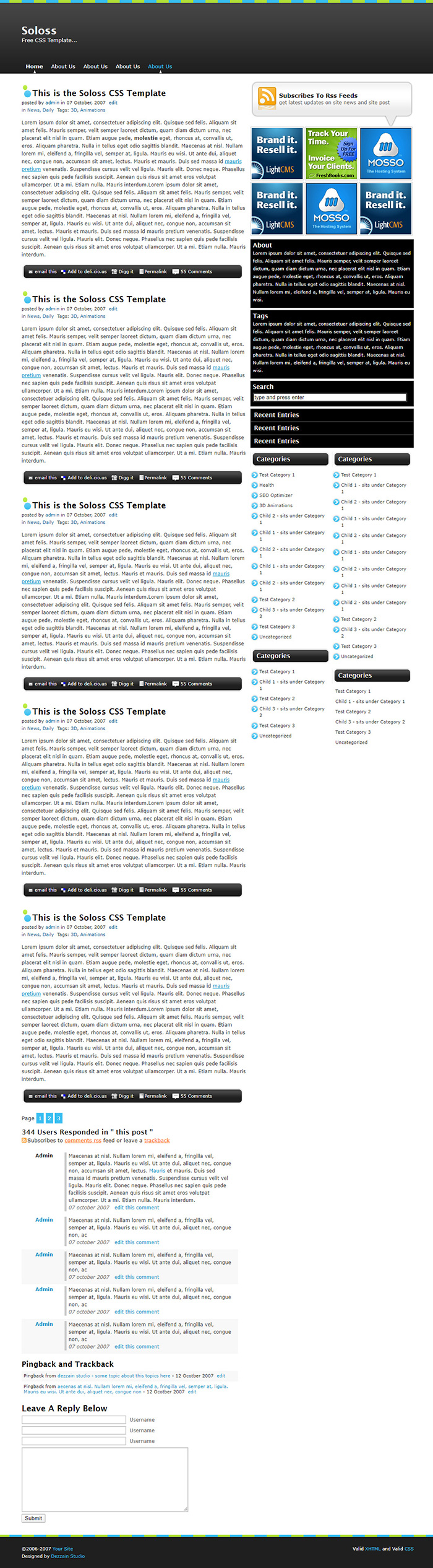 Free Soloss Website Template