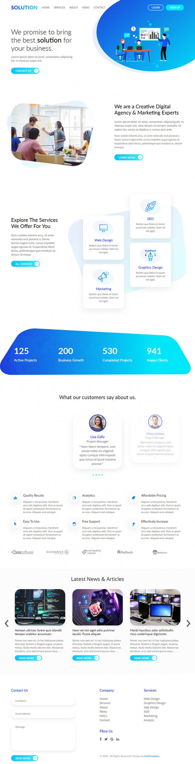 Free Solution Website Template