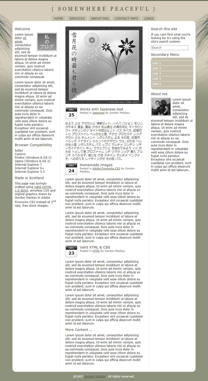 Free Somewhere Peaceful Website Template