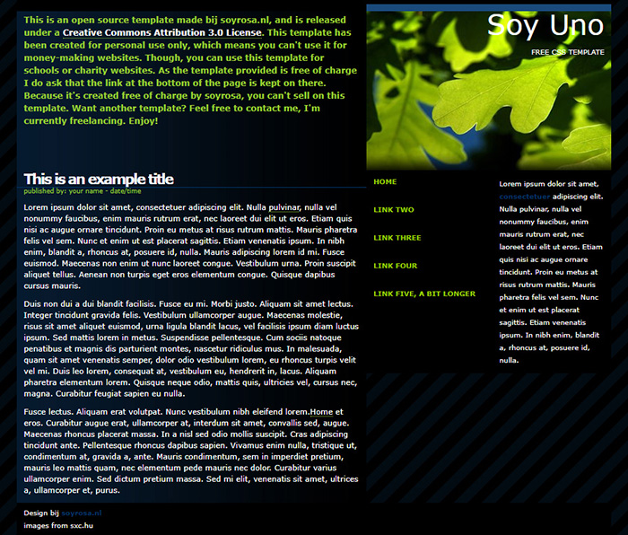 Free Soy Uno Website Template