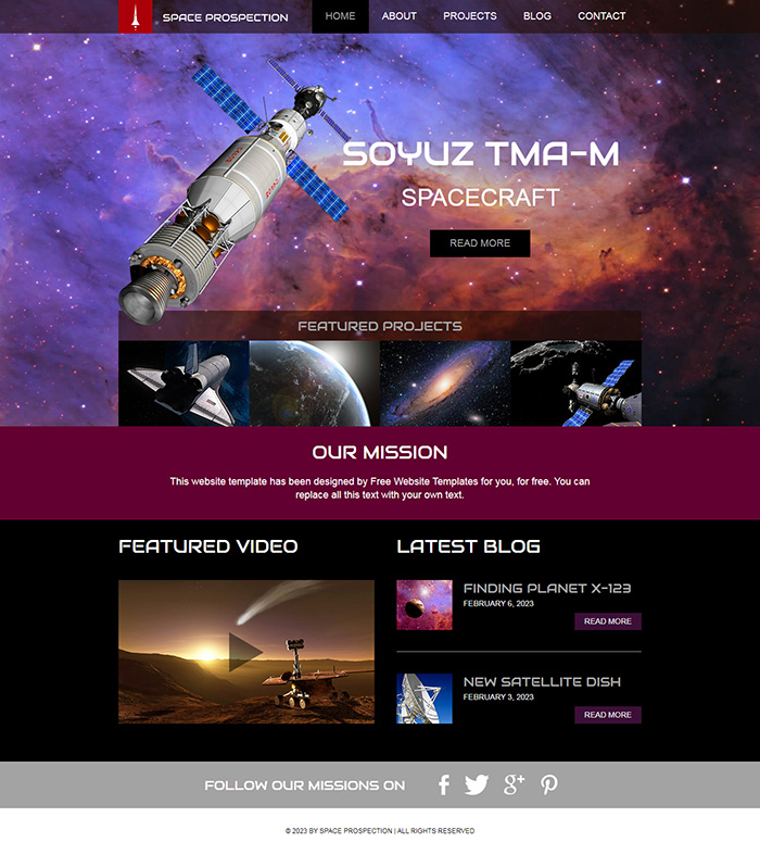 Free Space Prospection Website Template