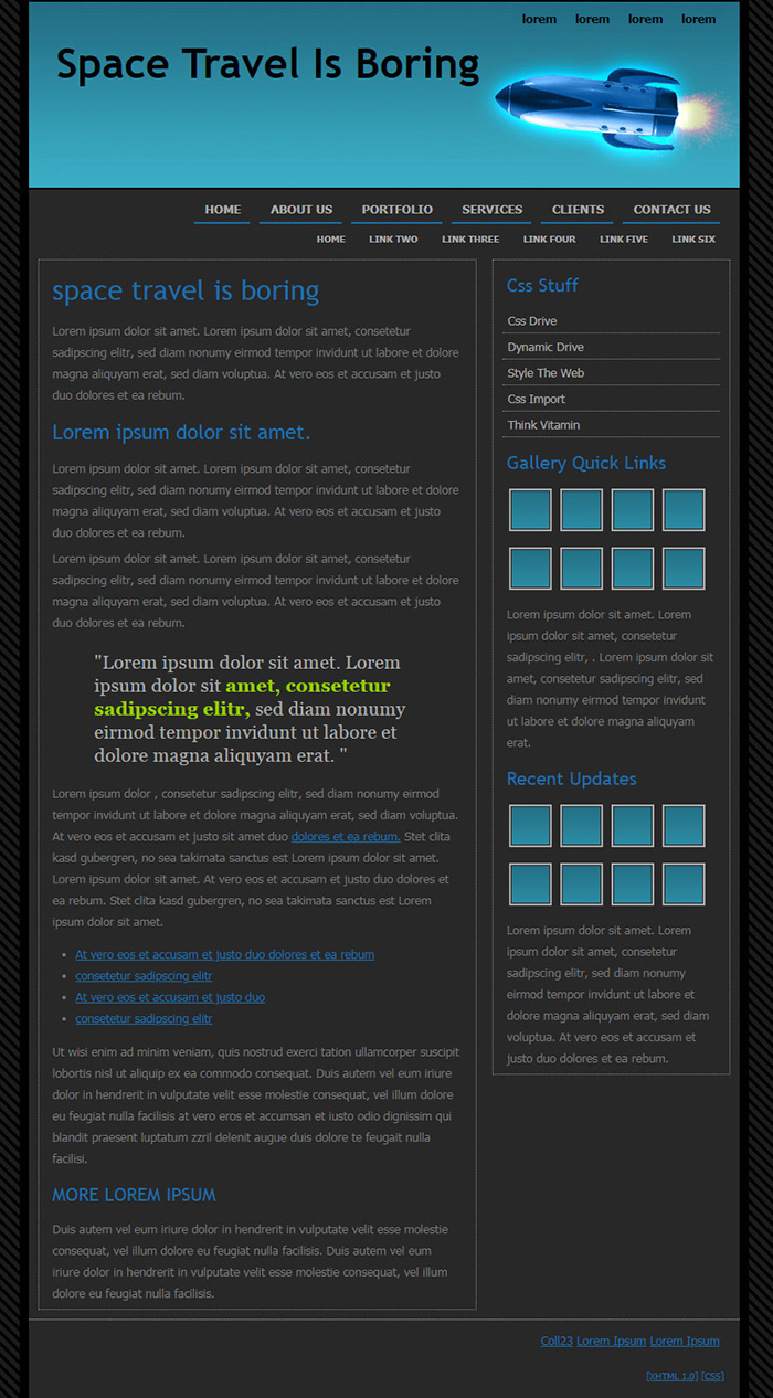 Free Space Travel Is Boring Website Template