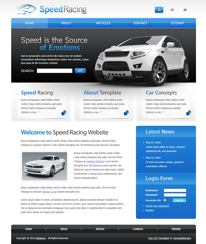Free SpeedRacing Website Template