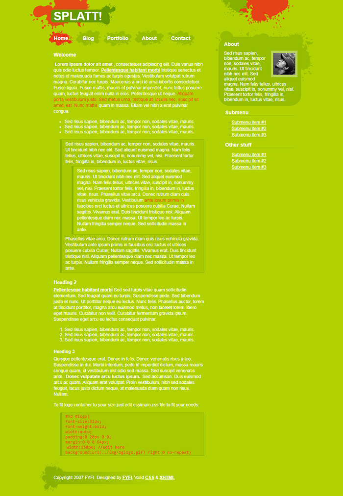 Free Splatt Website Template