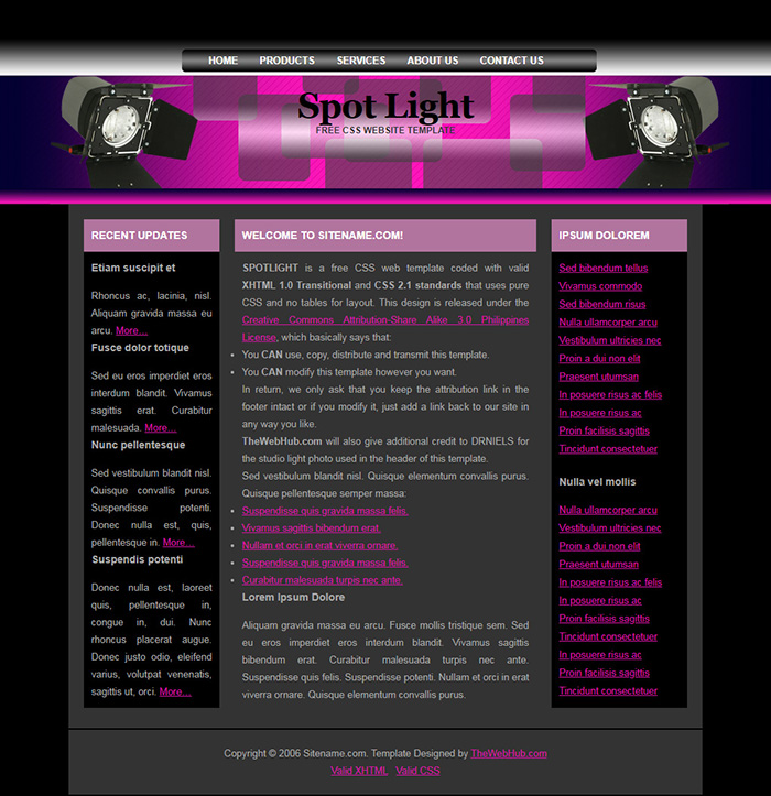 Free Spotlight site Template Free site Templates, HTML5 & CSS