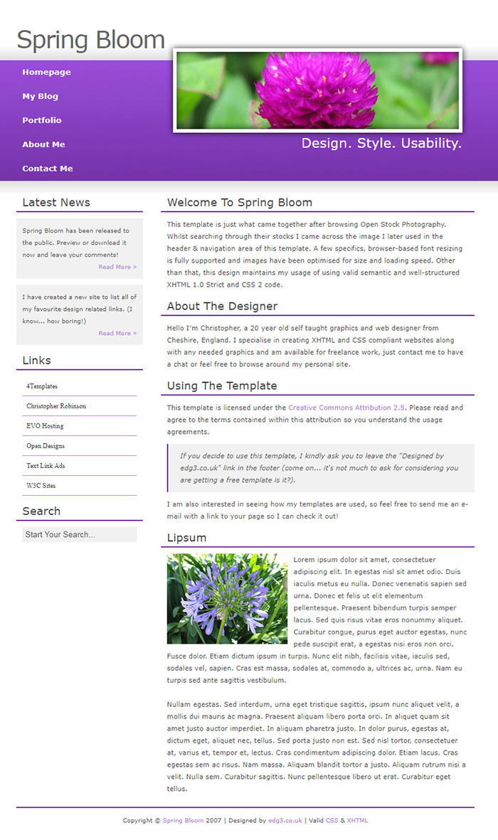 Free Spring Bloom Website Template - Free Website Templates, HTML5 ...