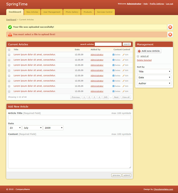 Free SpringTime Website Template