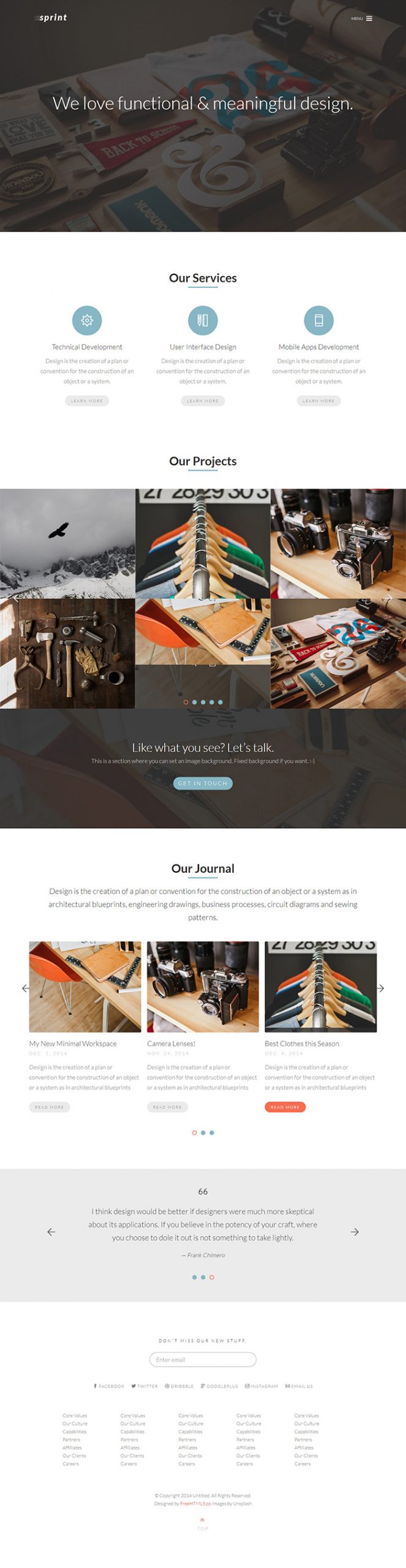 Free Sprint Website Template