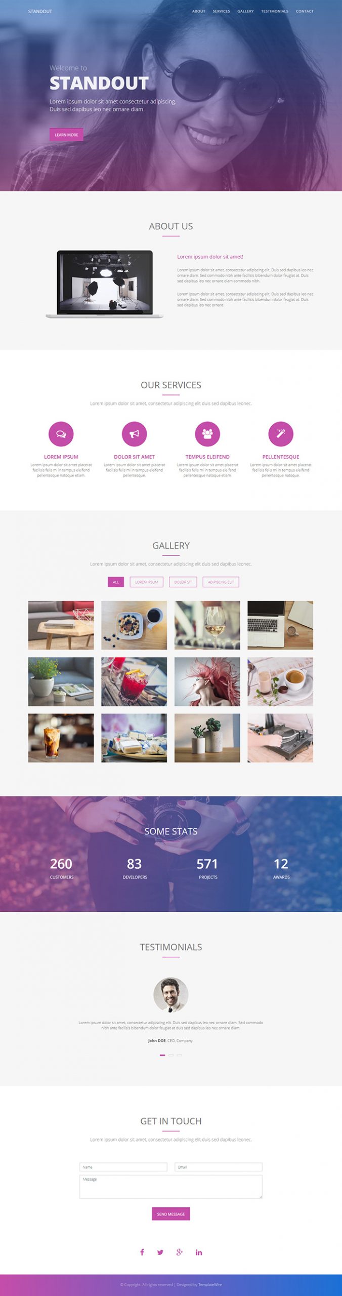 Free Standout Website Template