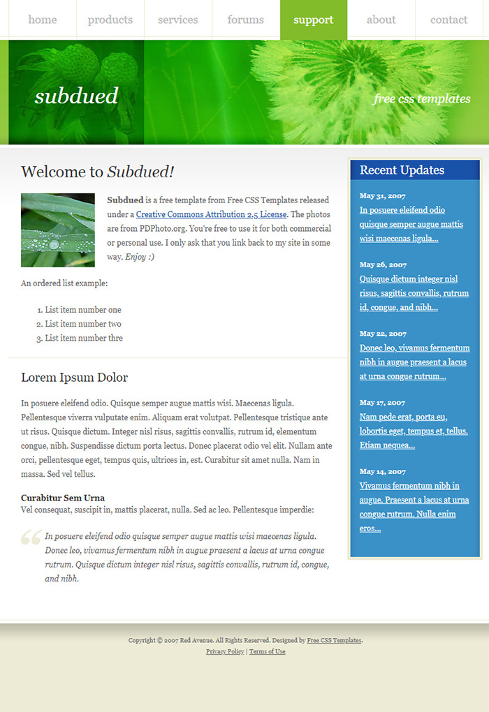 Free Subdued Website Template