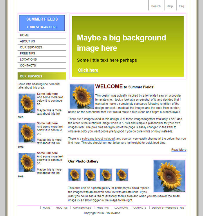 Free Summer Fields Website Template