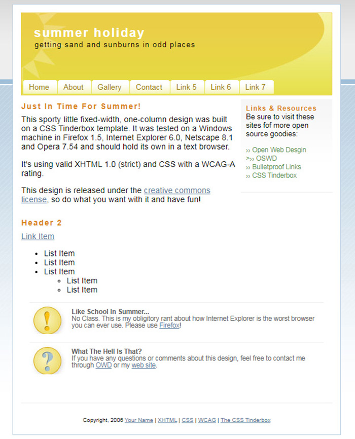 Free Summer Holiday Website Template