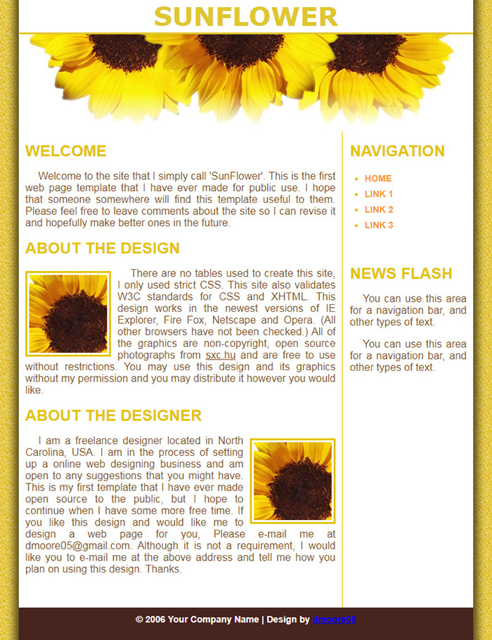Free Sunflower Website Template