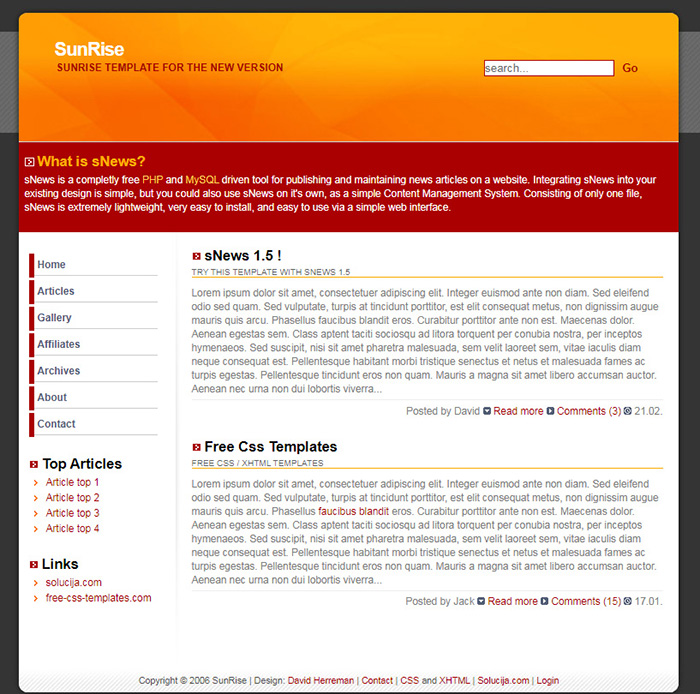 Free Sunrise Website Template