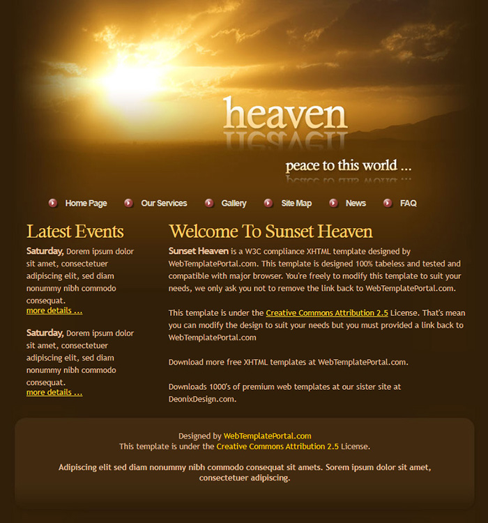 Free Sunset Heaven Website Template