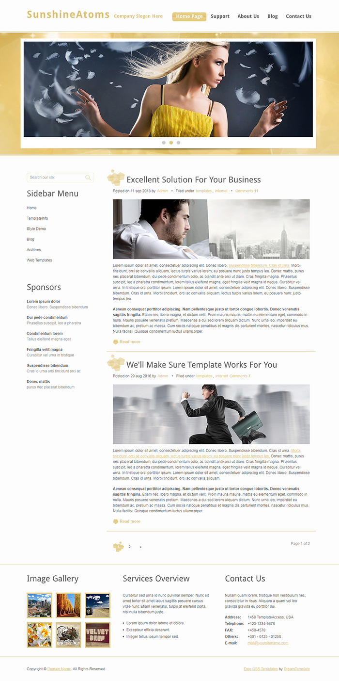 Free SunshineAtoms Website Template