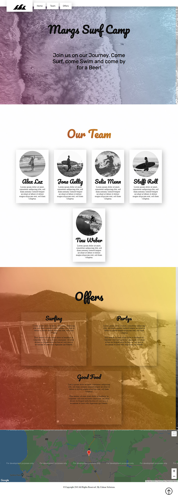 Free Surf Camp Website Template