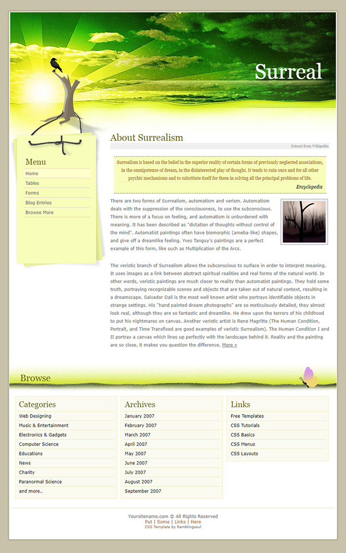 Free Surreal Website Template
