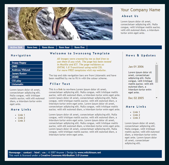 Free Swansong Website Template