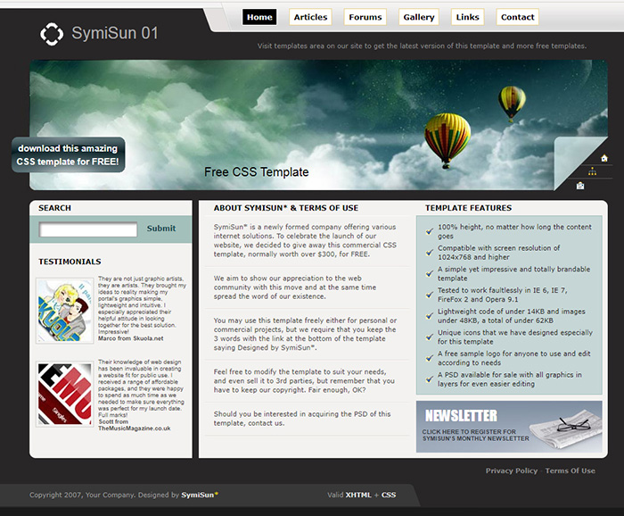 Free SymiSun 01 Website Template