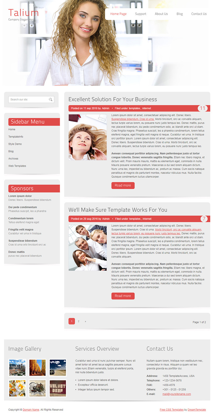 Free Talium Website Template