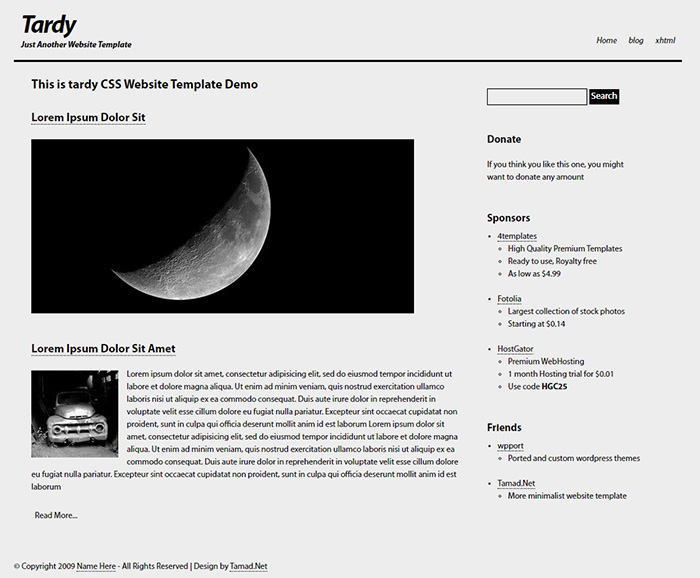Free Tardy Website Template
