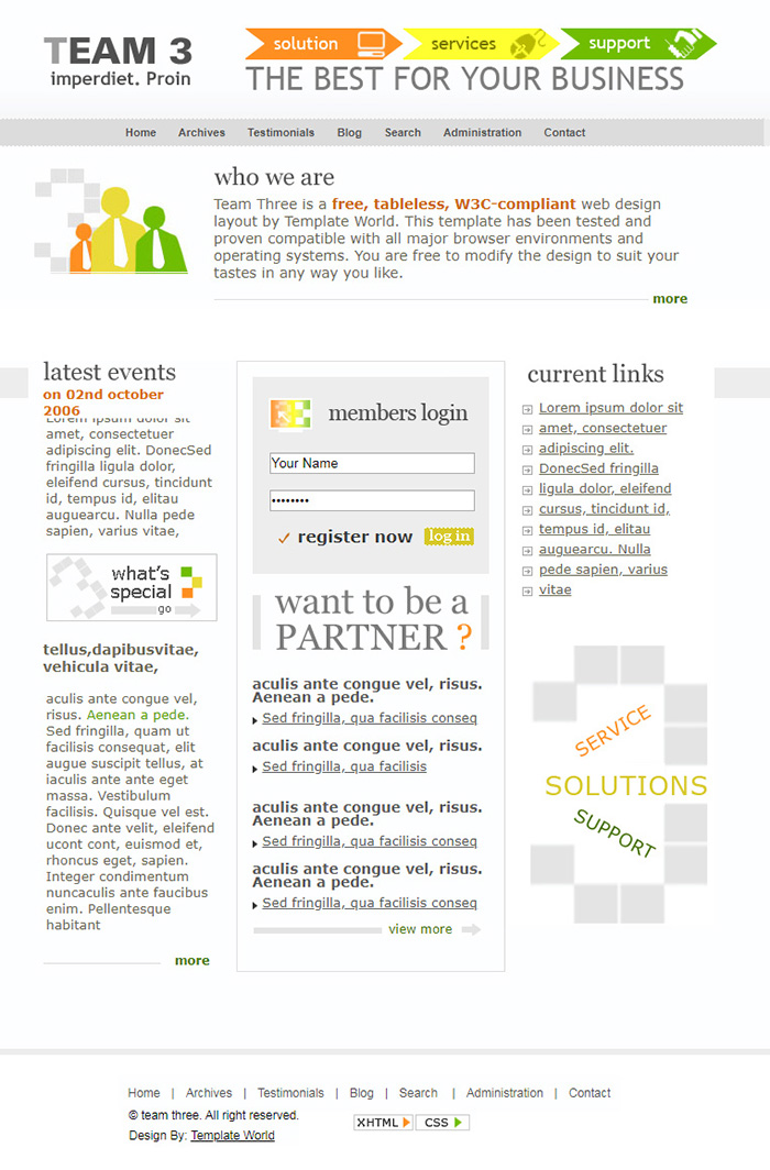 Free Team 3 Website Template