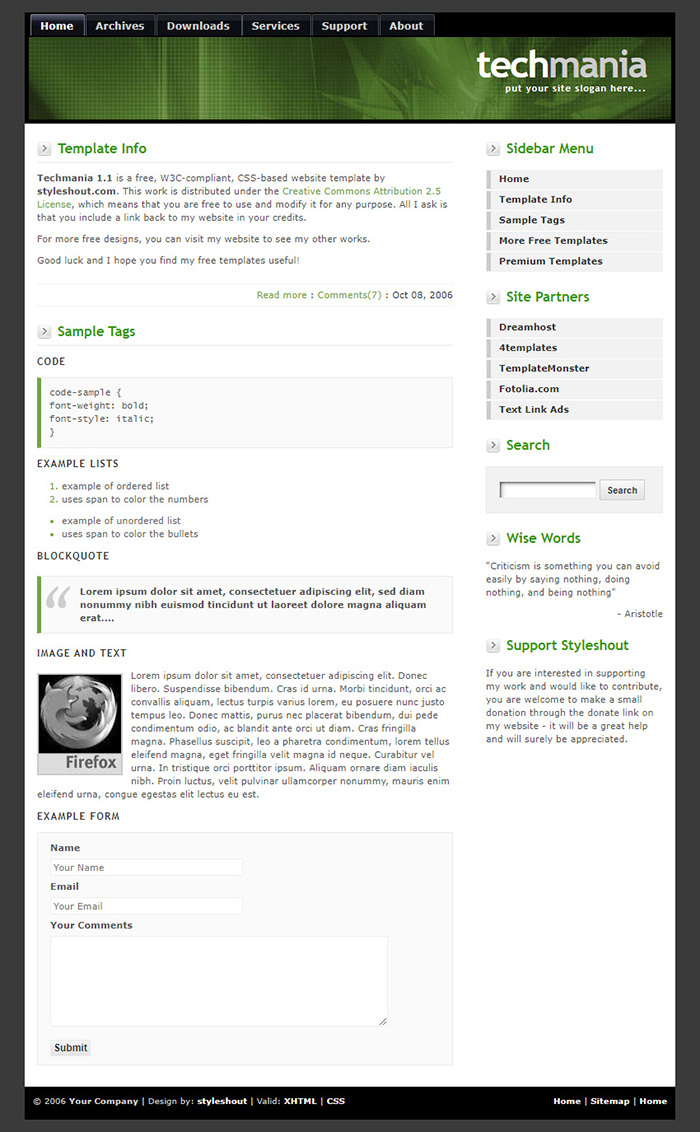 Free Techmania 1.1 Website Template